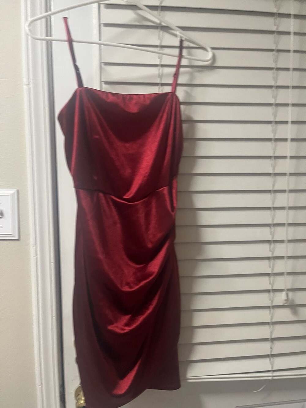 Honey and Rosie Satin Slip Dress Size M Red Ruched